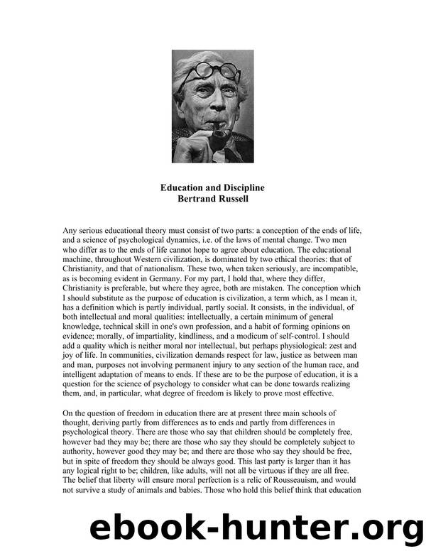 Education and Discipline by Bertrand Russell free ebooks